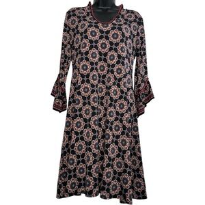 Max Studio Black and Red Geometric Print Swing Dress